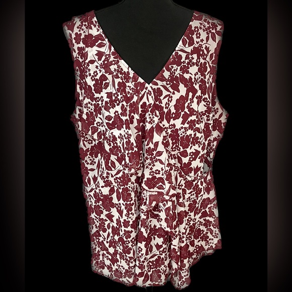 Daisy Fuentes Tank Blouse Mock Wrap Red White 2X 2XL XX - Picture 11 of 14